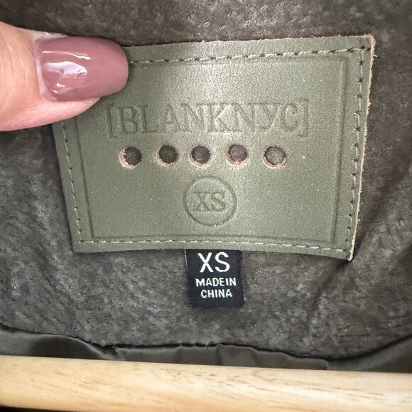 Women's Blank NYC Olive Green 100% Leather Suede Motorcycle Jacket Size XS NEW - Picture 4 of 13